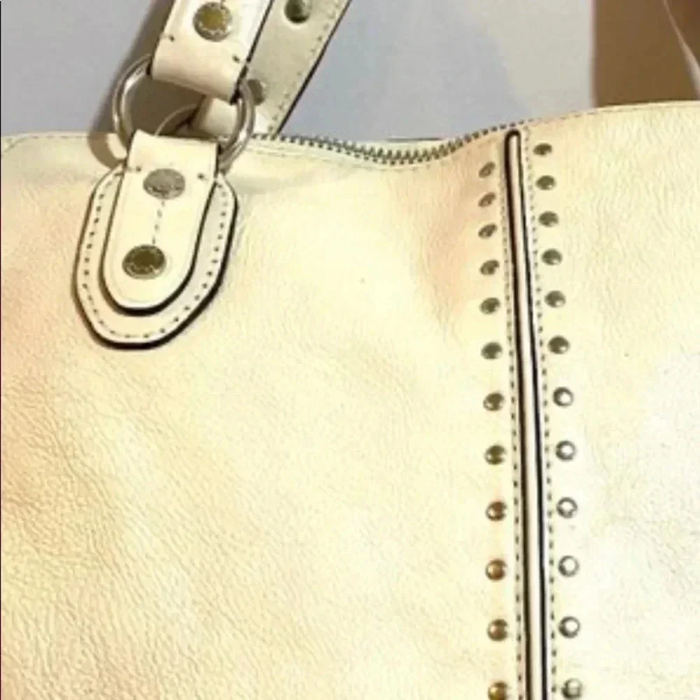 Michael kors white leather satchel handbag